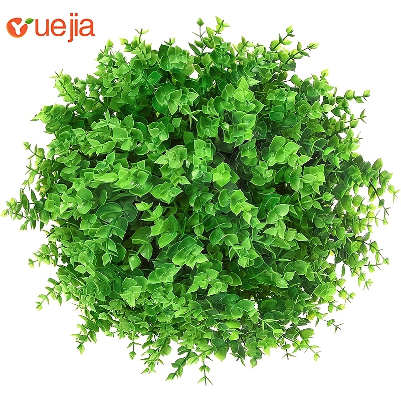 1 Pack 4 Bundles Outdoor Artificial Boxwood UV Resistant Fake Stems Plants Faux Plastic Greenery For Indoor Outside Hanging Plants Garden Porch Window Box Home Wedding Farmhouse