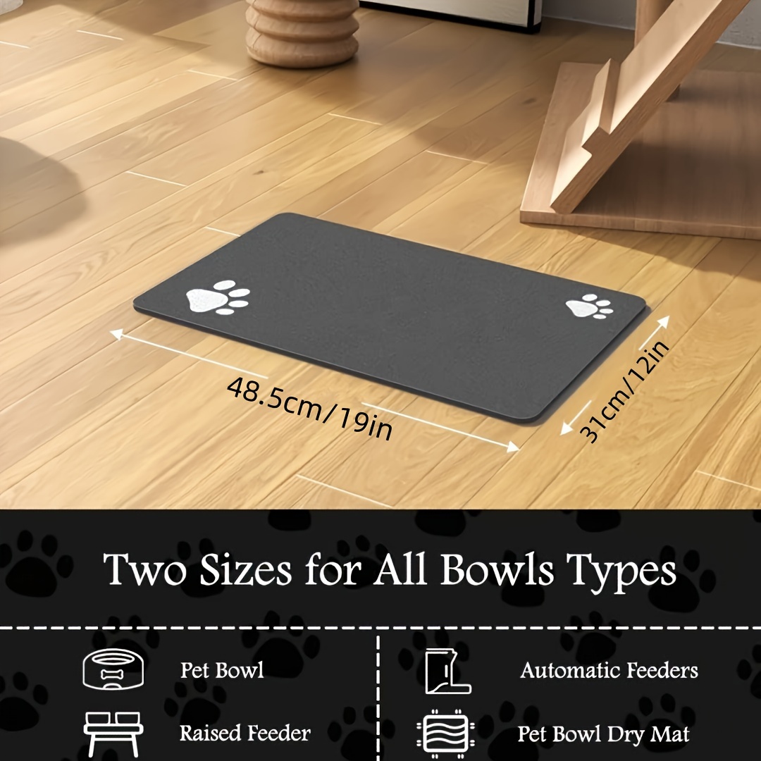 Paw Print Pet Feeding Mat For Dogs, High Absorbent Quick Dry Dog Food Mat  Dog Bowl Mat With Non-slip Rubber Backing - Temu