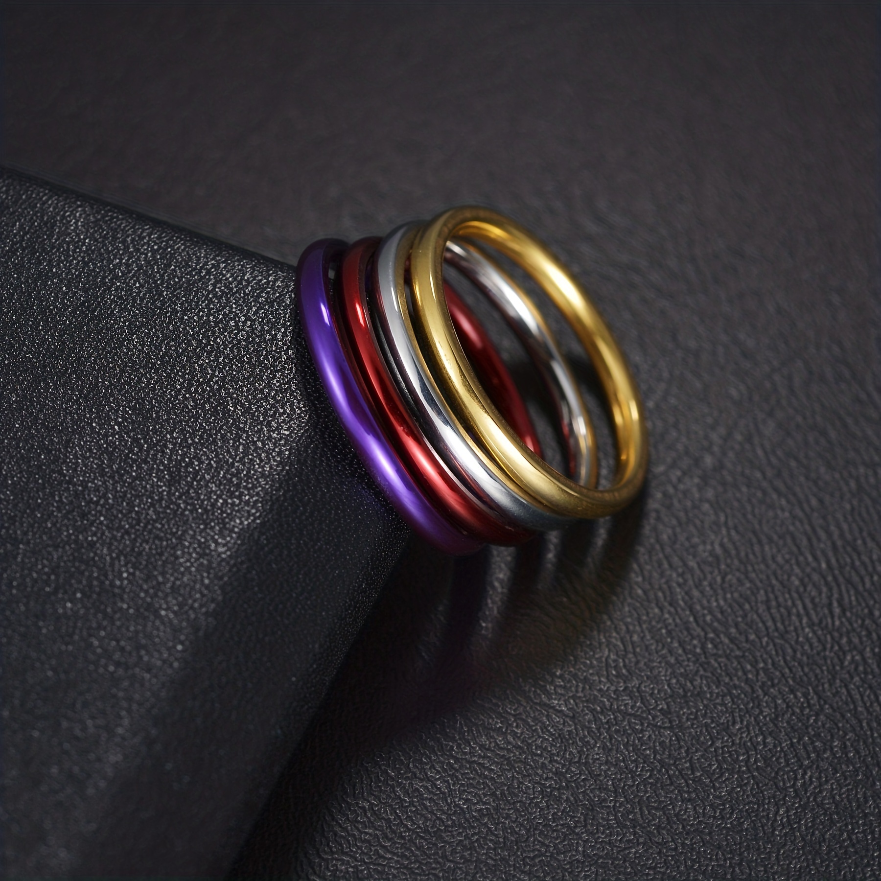 6pcs Rotatable Stainless Steel Couple Ring Set