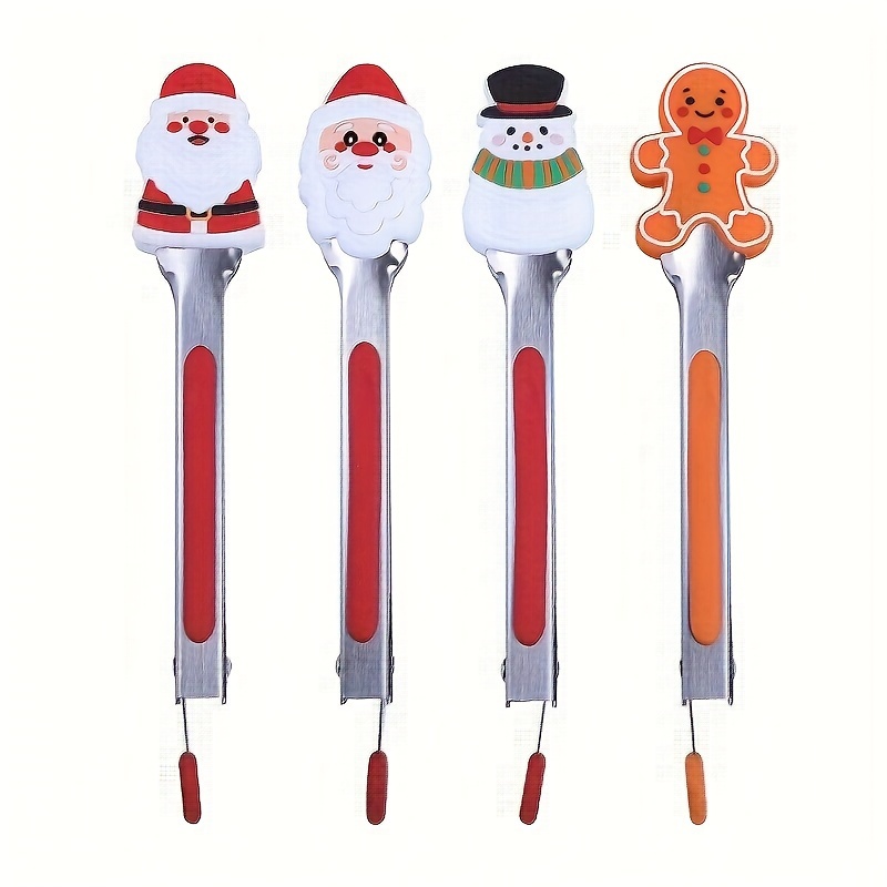 Non slip Christmas Theme Silicone Tongs With Stainless Steel - Temu