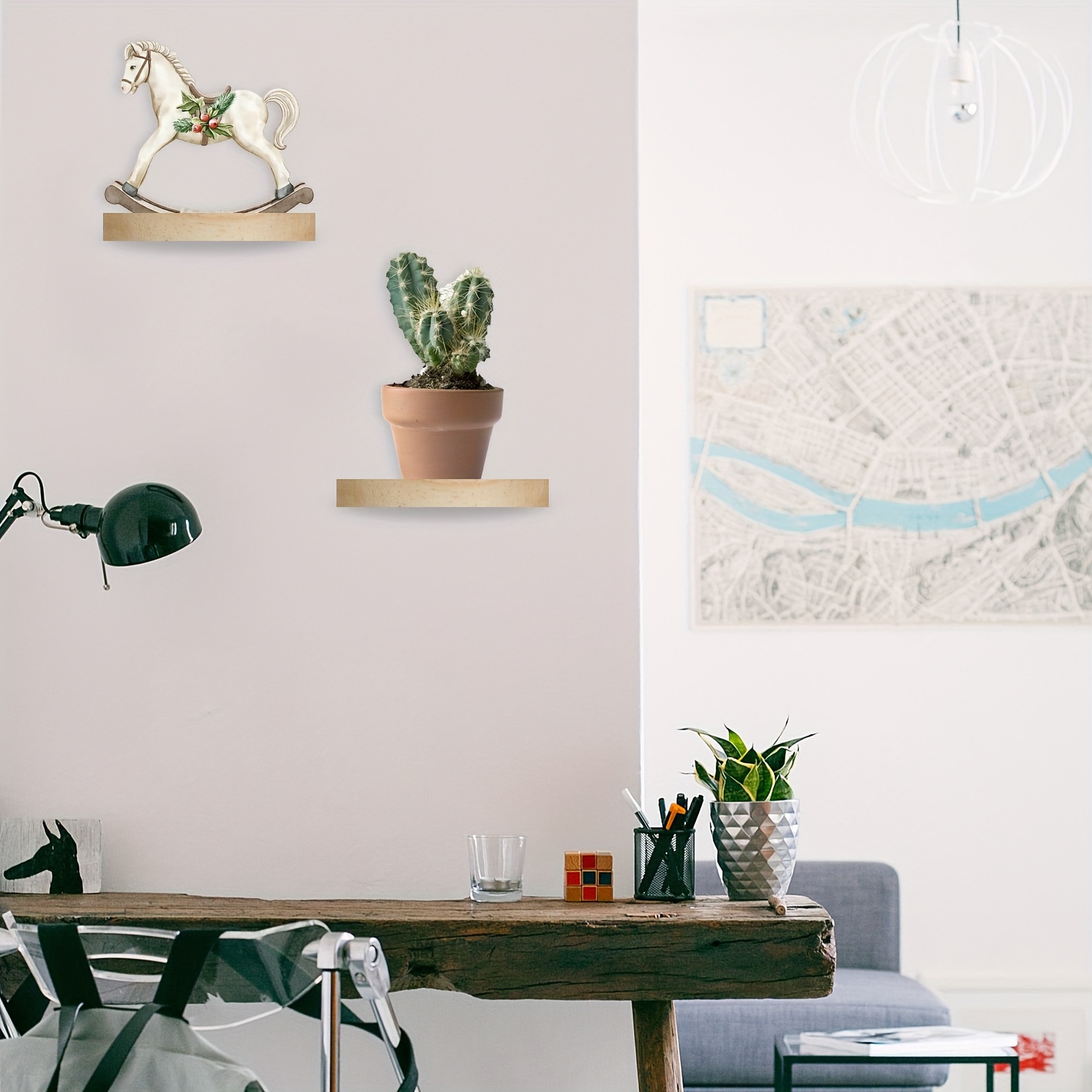 Floating Wall 2 Shelves, Oak Minimalist Ledge Shelf for Home, Easy to  Instal Display Shelves, Office Decor 