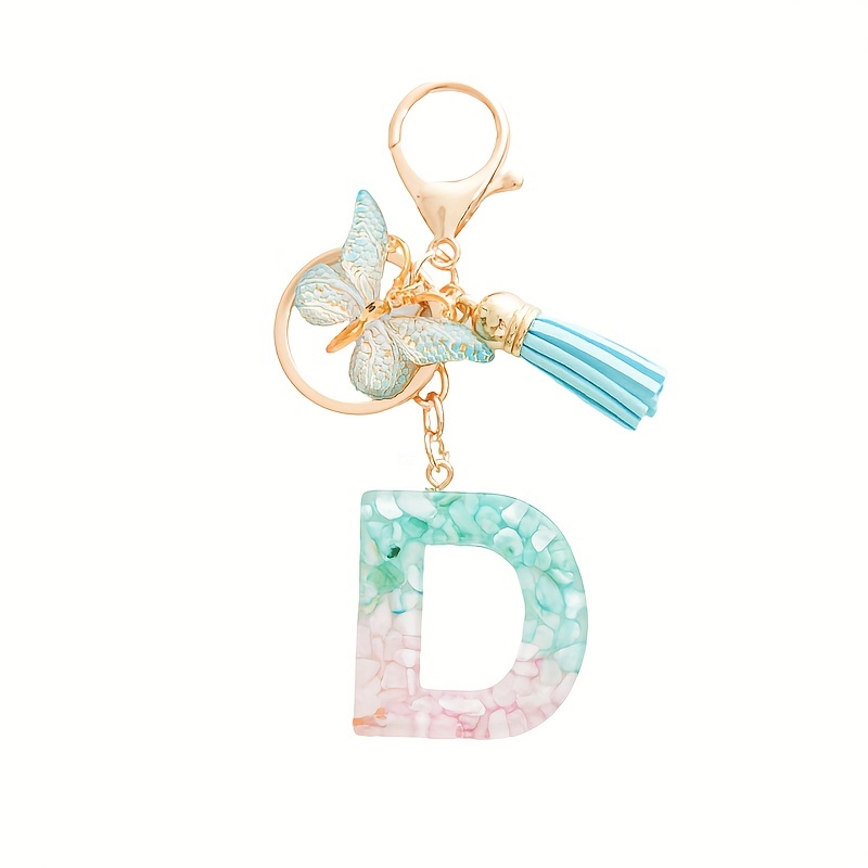 Alphabet Initial Letter Keychain Cute Butterfly Resin Key - Temu ...