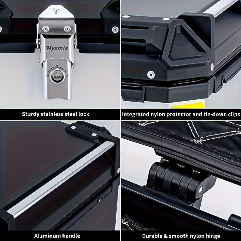 motorcycle top tail box 45l thickened aluminum alloy hard and bracket sturdy luggage storage travel box applicable to cycling details 3