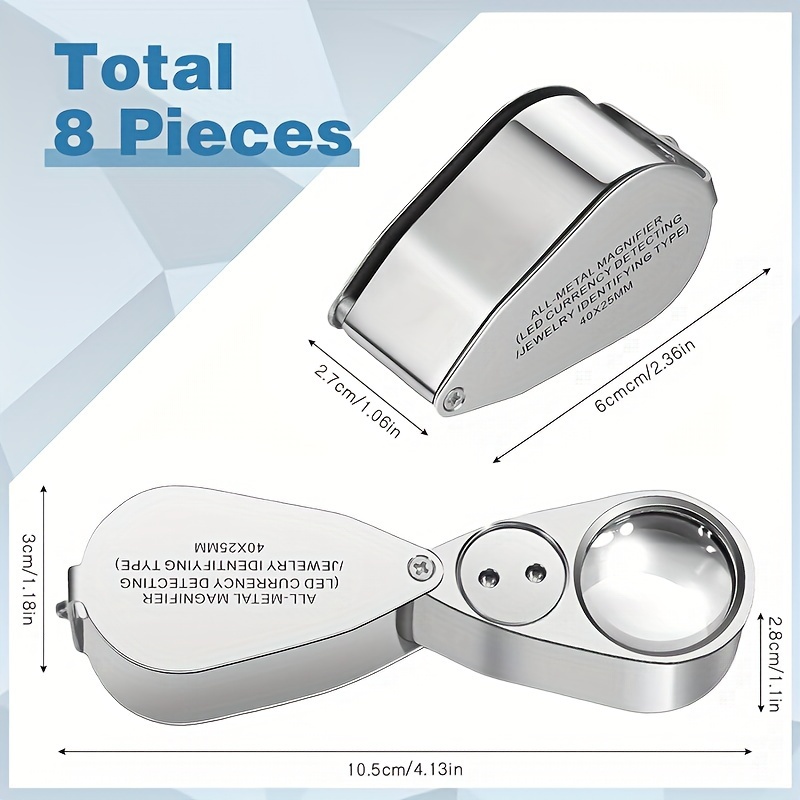 40x Lente D'Ingrandimento Tascabile In Metallo Completo 25mm Con Luce LED  UV, Mini Lente D'Ingrandimento Pieghevole Per Identificare Gioielli,  Antichità, Monete, Rocce, Francobolli - Temu Italy