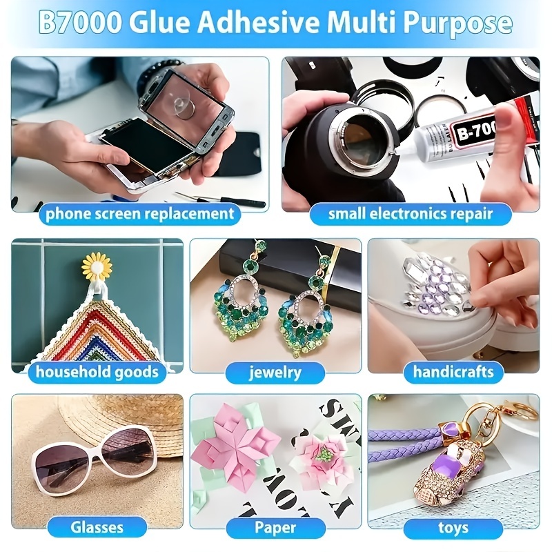 B-7000 Super Adhesive Glue for Rhinestone, B7000 Craft DIY Clear Glue for  Jewelry Making, Multi Function Glue for Fabric, Nail Art, Cell Phone  Repair