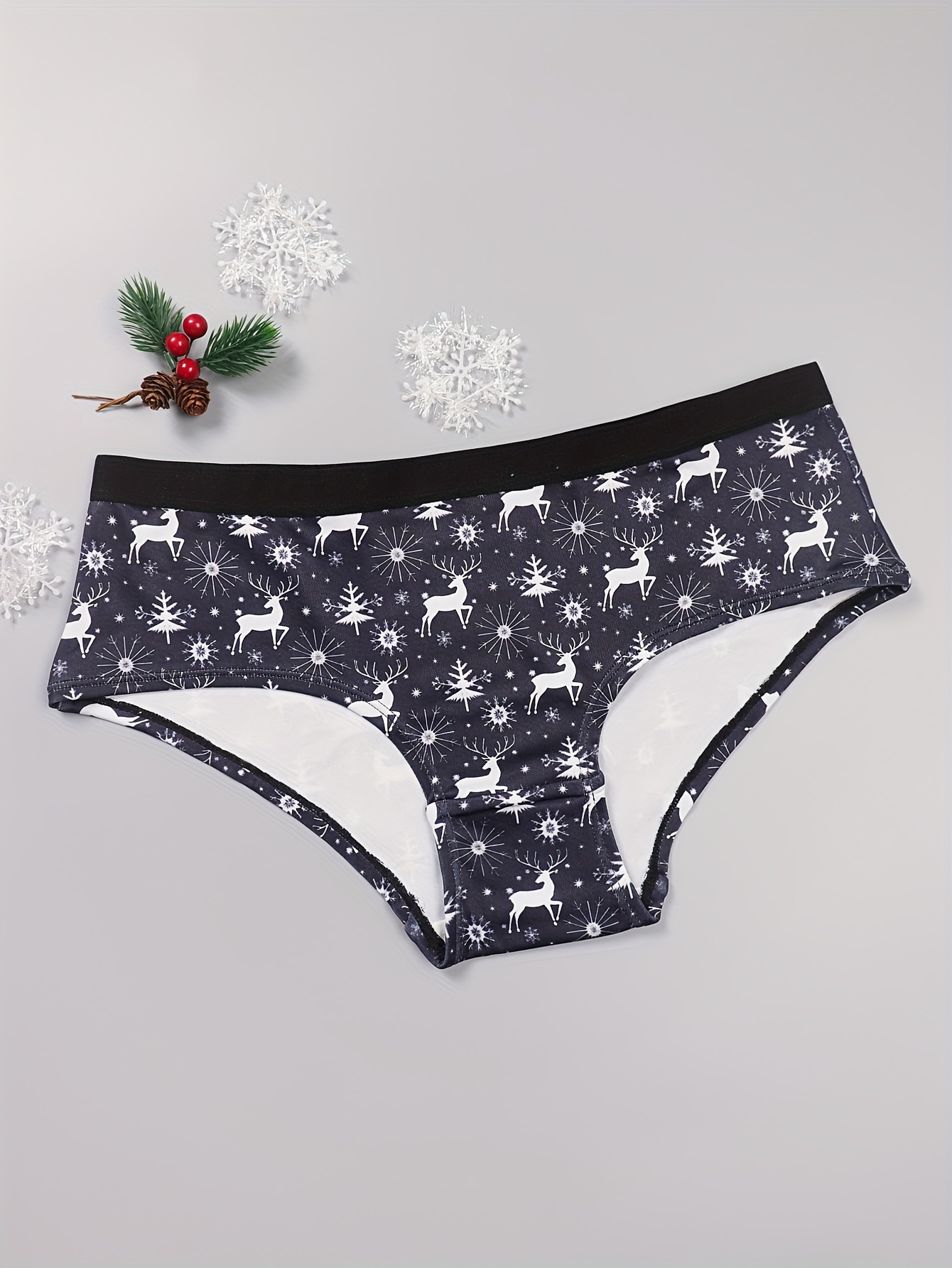 Christmas Underwear, Women's Briefs, Gnome, Black and Red, Best
