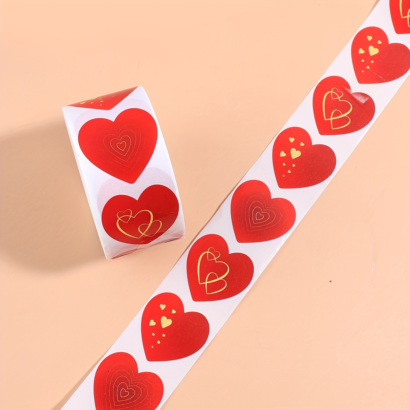 Heart Shape Of Red Stickers Seal Labels Stickers - Temu