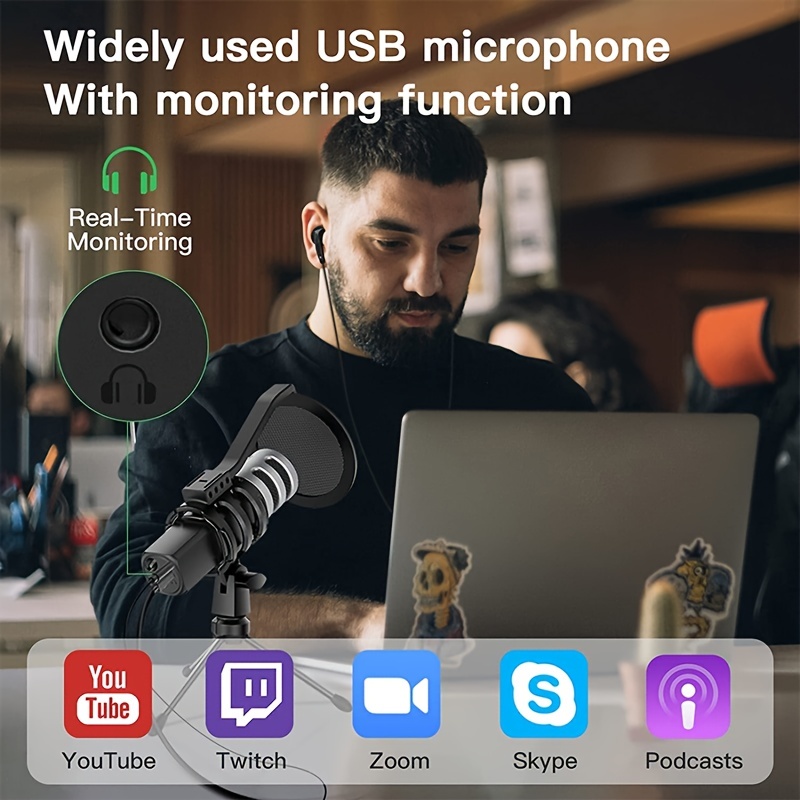 UTO Microphone USB PC et Mac - Compatible avec Tout Ordinateur