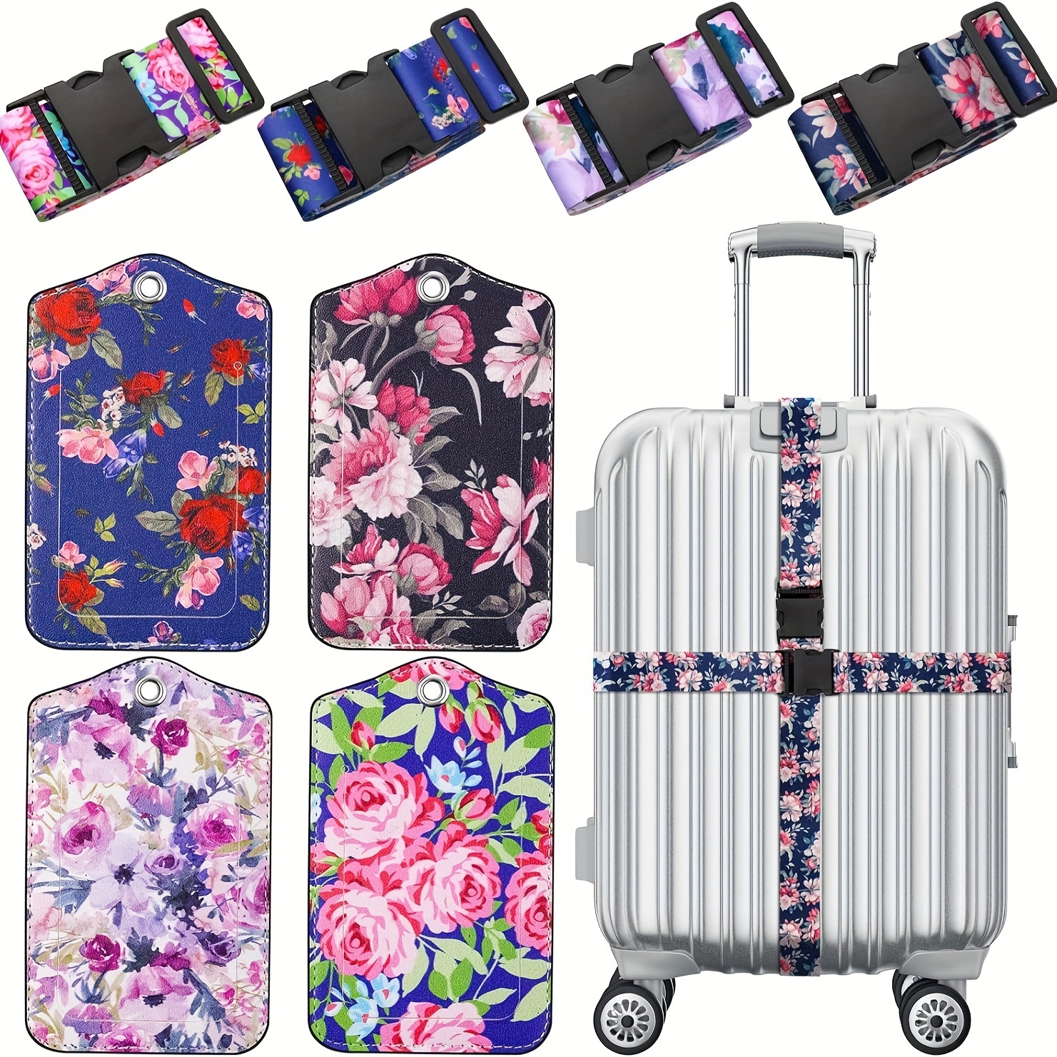 4-Pack Luggage Straps & 4 Pack Luggage Tags & 2 Pack Add a Bag Luggage  Strap, Adjustable Luggage Belt, Suitcase Strap to Keep Suitcase Secure  While