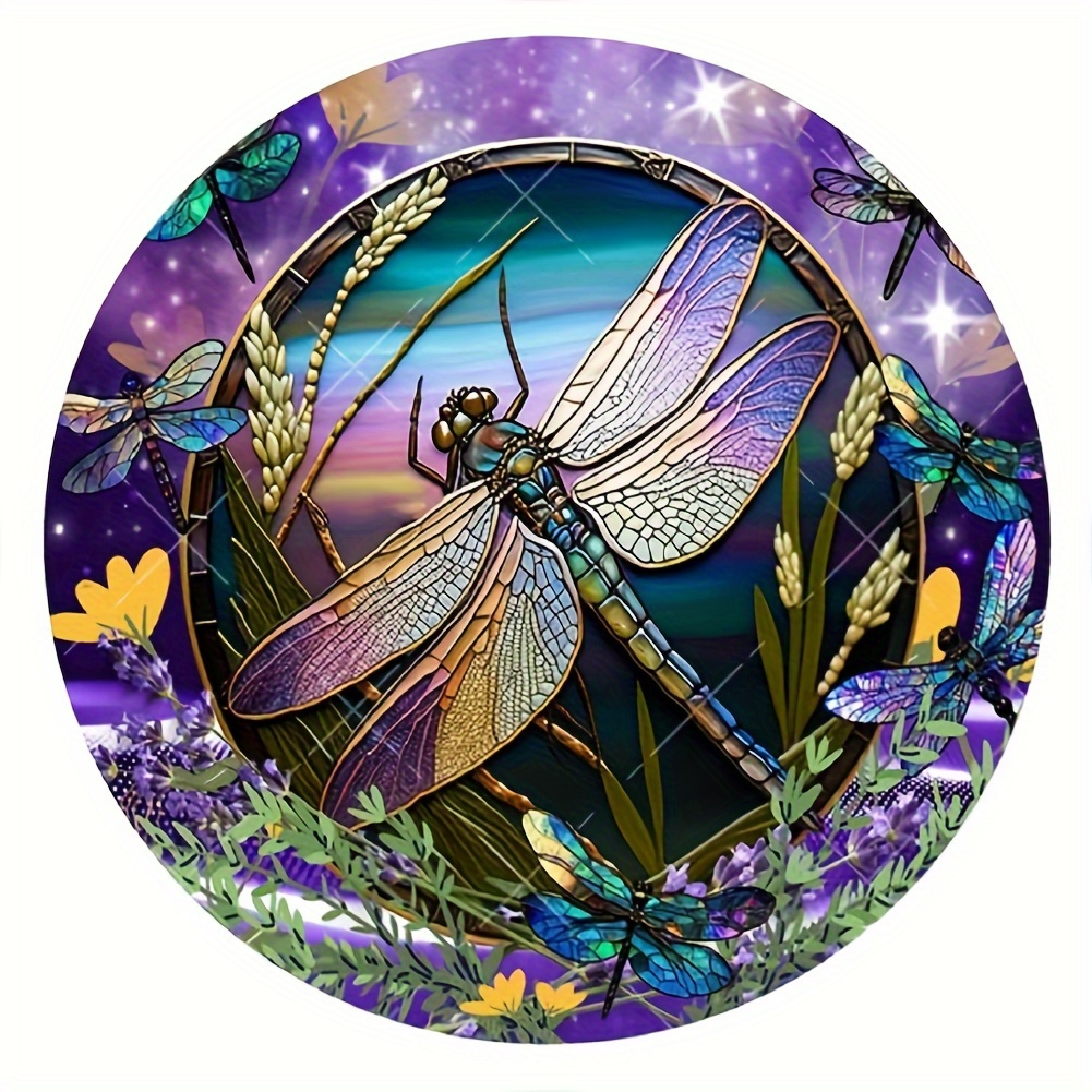 5D DIY Full Round Drill Diamond Painting - Stained Glass Dragonfly