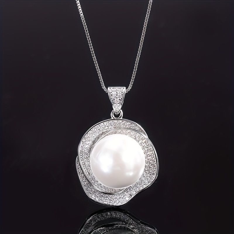 Rhinestone & Pearl Ring Earrings Necklace Set