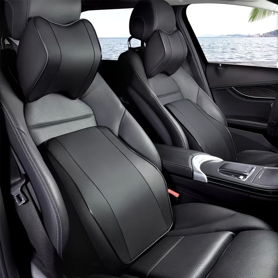 Luxury Car Pillow Set Leather Seat Neck Cushion Waist Lumbar Support –  ComfiWorld