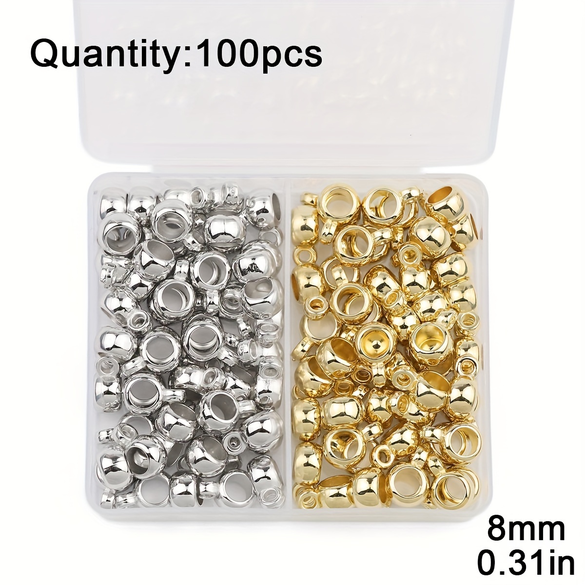 100pcs Dual-color Kc Golden And White Single Loop Large Hole Ccb Spacer Beads Loose Beads For Diy Bracelet Necklace Handmade Braided Jewelry Accessories
