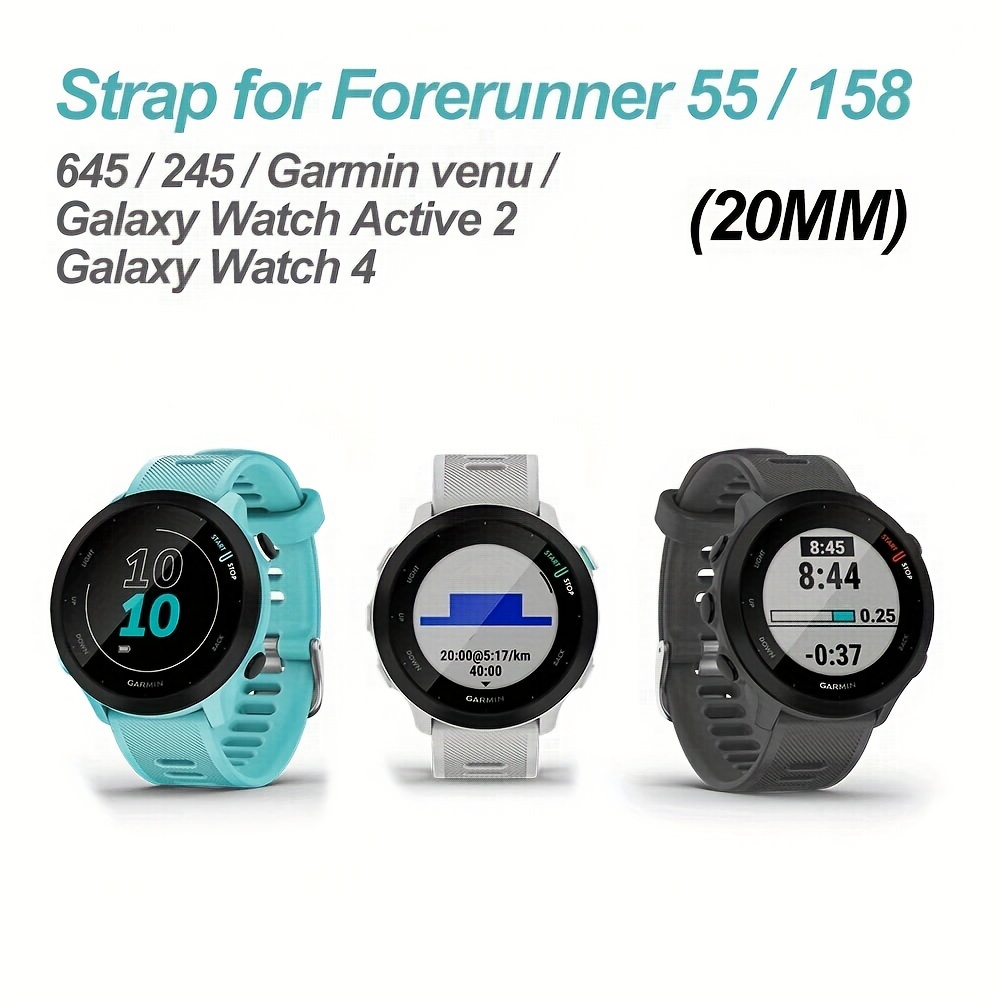 Bracelet de montre en silicone 20mm pour Garmin Forerunner 245/645