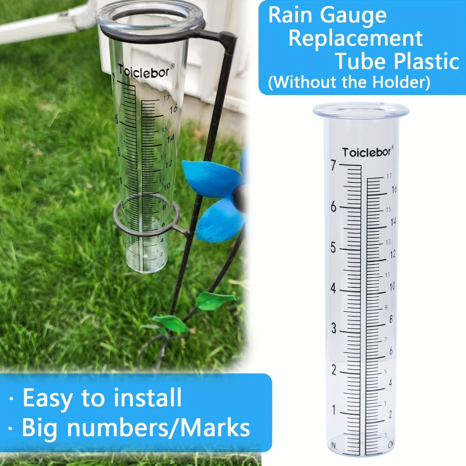 Walfront Tubo de pluviómetro de plástico preciso, tubo de repuesto para  medidor de lluvia Reino Unido Pluviómetro Medición para jardín al aire  libre