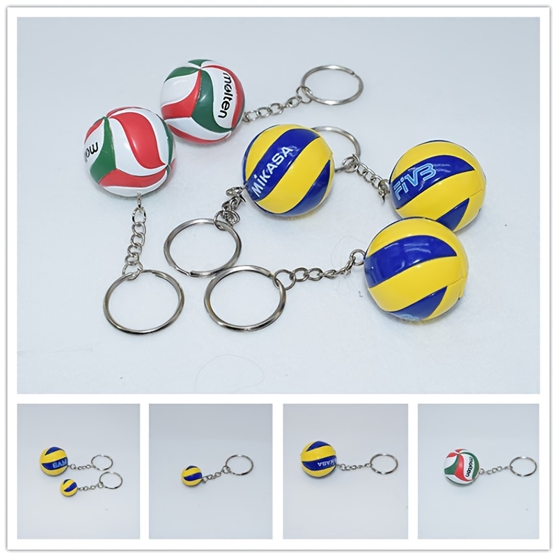 2pcs Mini Volleyball Keychain Ball Keychain Charm PVC Pendant Volleyball Gift