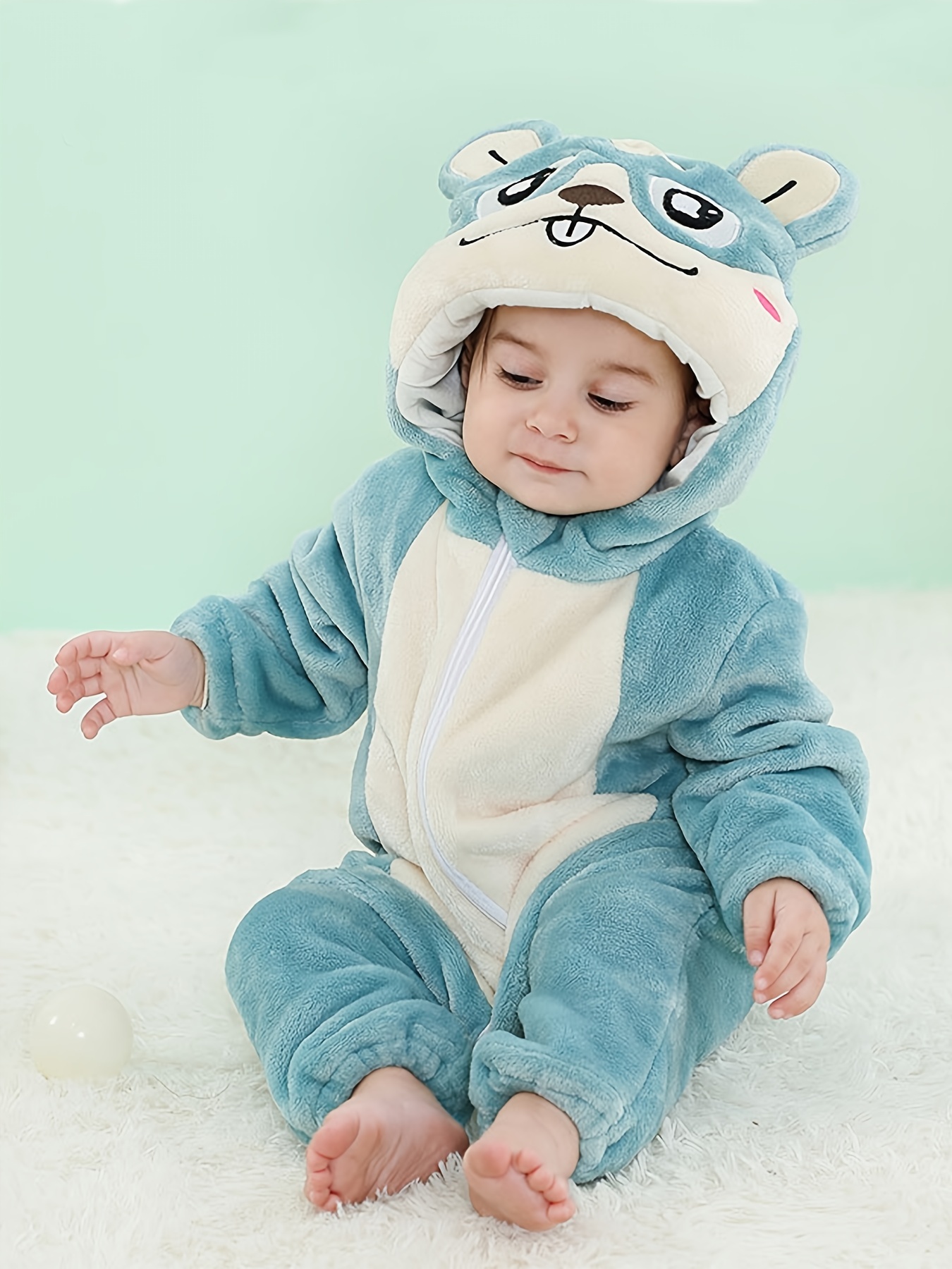 Pyjama à capuche pour bébé garçon mignon animal en flanelle - Temu