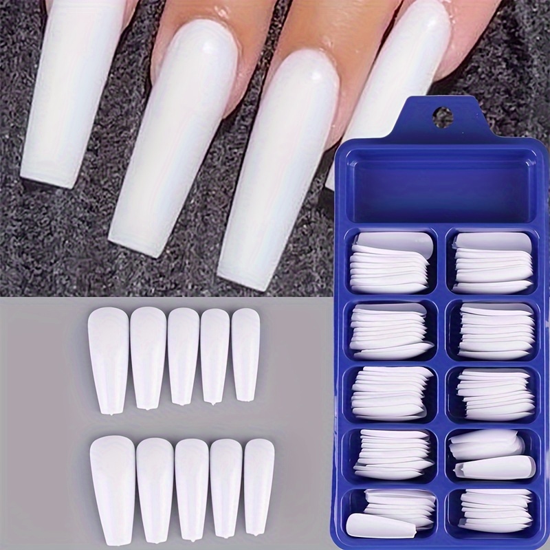 100pcs Extra Long Coffin False For Nails Full Cover Fashion Easy Glossy Advanced Acrylic Fake For Nails Press On For Nails For Nail Extension Design