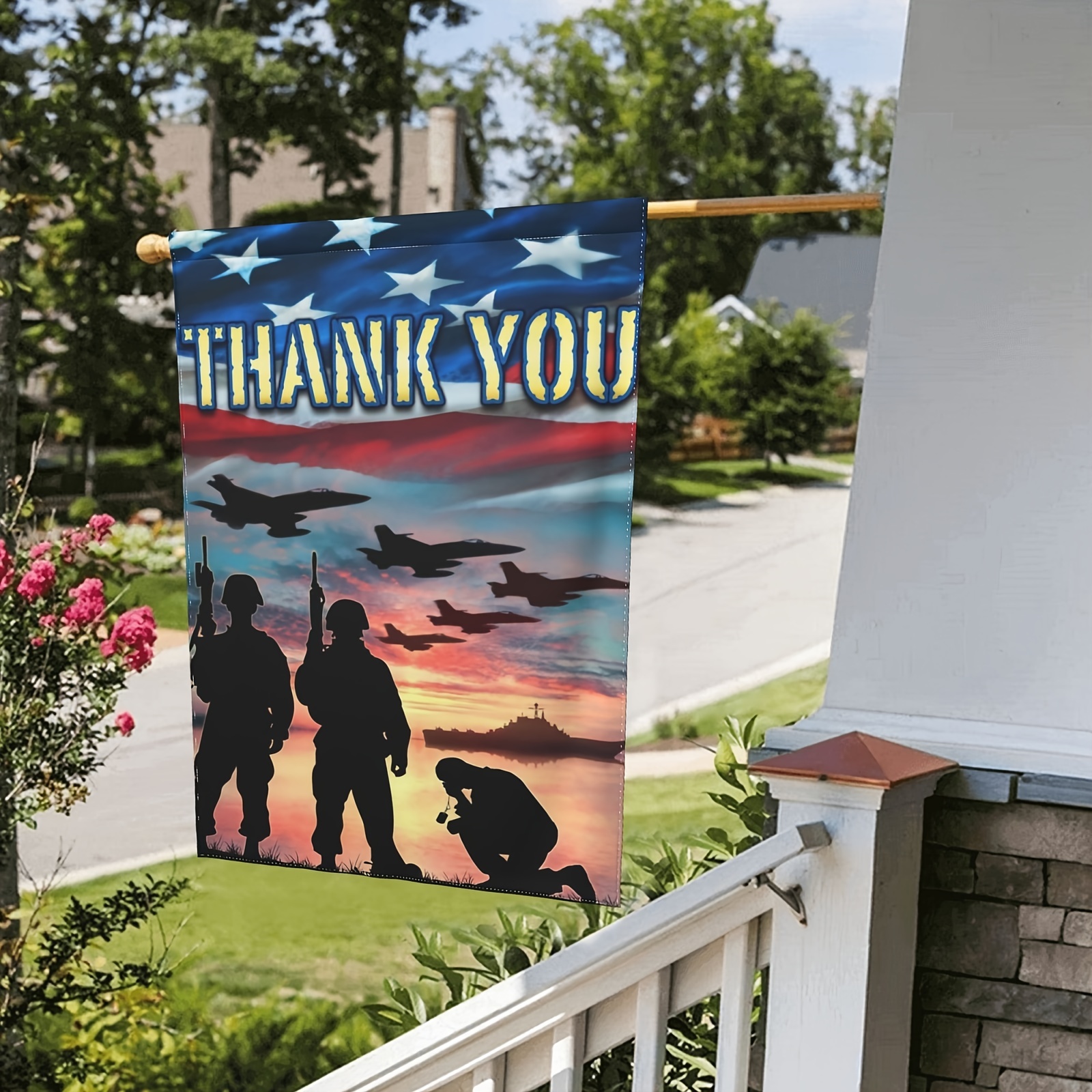 1pc usa military services garden flag thank you decor flag 12 5x18in 28x40in no flagpole details 8