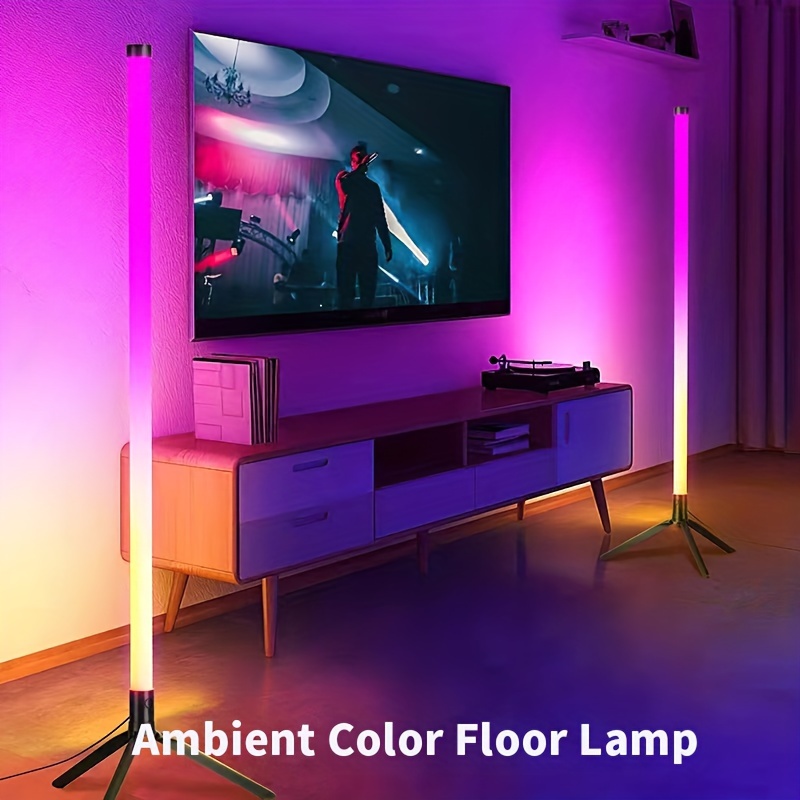 

Led Ambient Light Tube Phantom Color Wireless App Dimming Rgb Floor Lamp Simple Living Room Room Decoration Light Send Remote Control + Usb Cable Eid Al-adha Mubarak