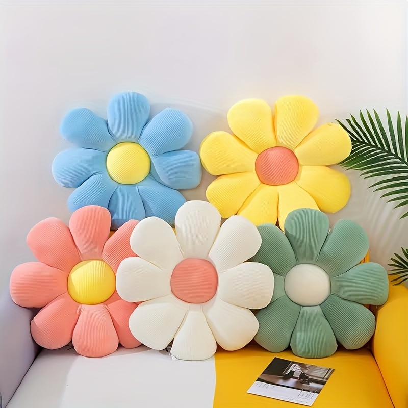 Almohada de flores Ins para silla de oficina, cojín Lumbar de felpa para  sofá, cojines suaves