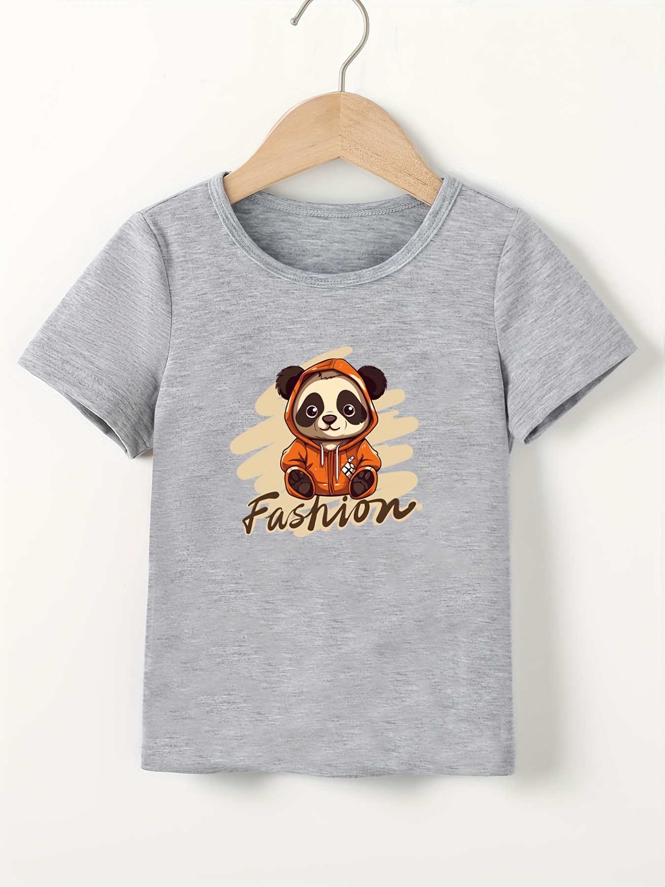 Camiseta/* de manga corta con de panda de dibujos animados para niñas,  remeras casuales de