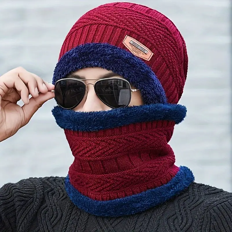 Bonnet hiver chaud pour homme en laine et velourssports de plein