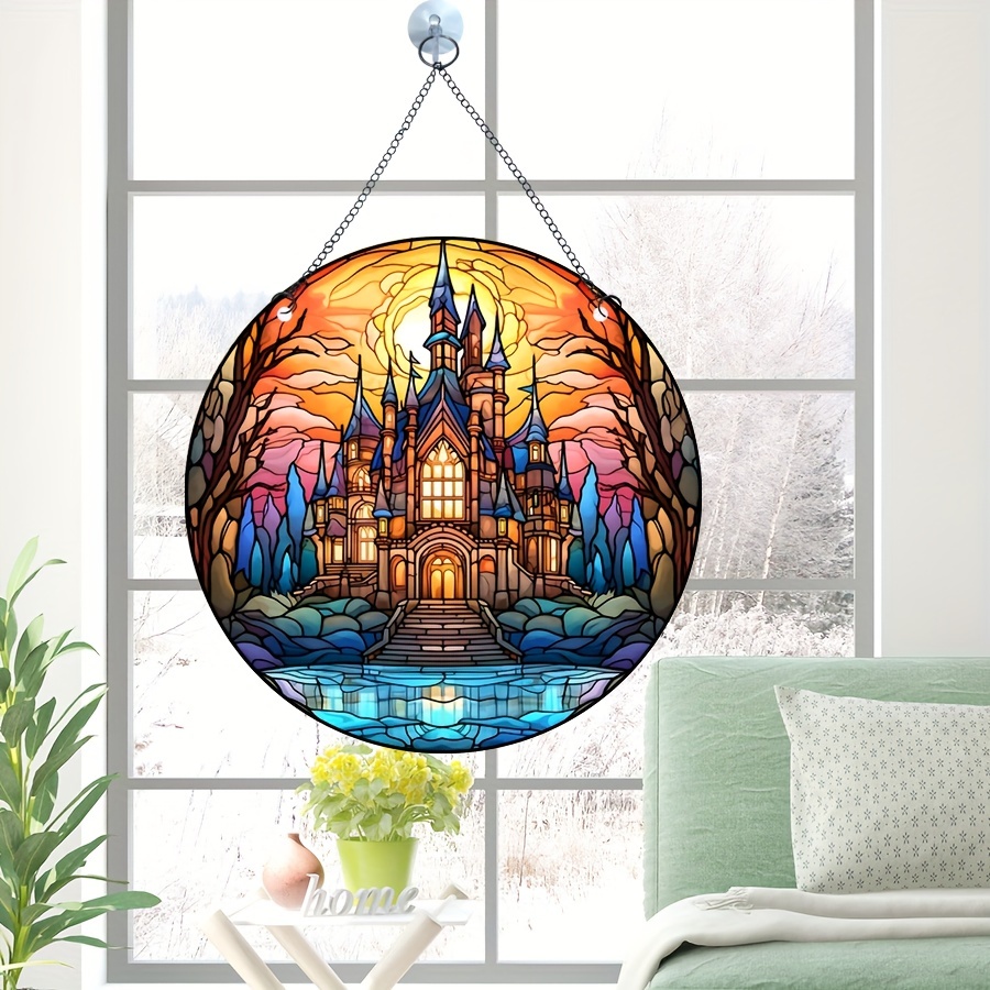 Stained Glass Look round Wood Sign fairycore Room Decor once - Temu