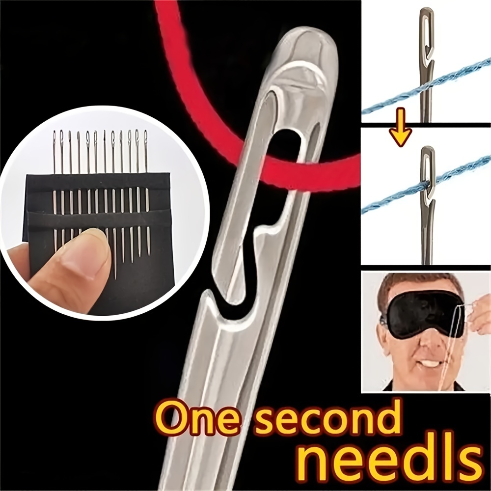 12pcs Hand Sewing Needles Self Threading Easy Thread Needles For Hand  Sewing, Embroidery Side Self Threading Needle