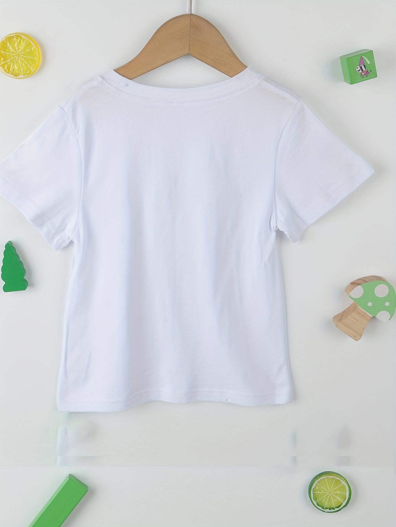 Camiseta de verano para niños, cuello redondo, linda caricatura, manga  corta, parte superior inferior, camisa para niña (verde menta, 5-6 años)