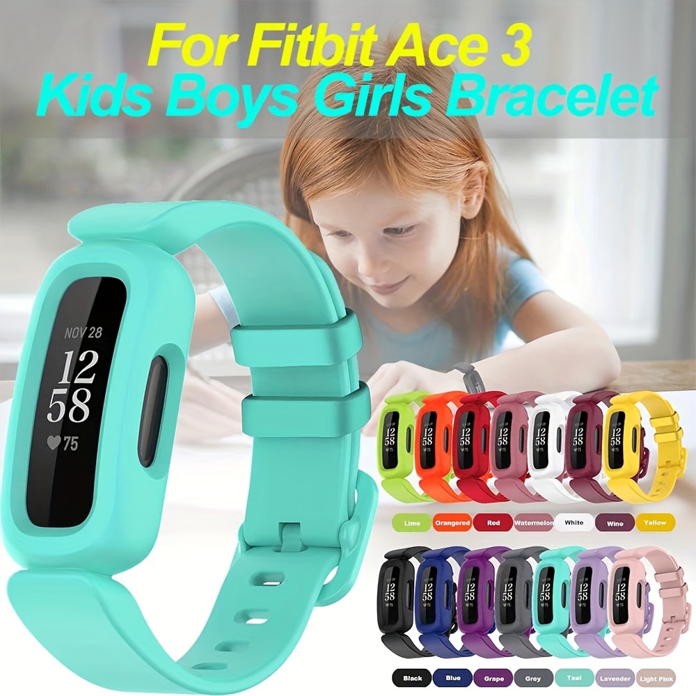 Silicone Bands for Fitbit Ace 3,Waterproof Soft Replacement Bands for Ace 3  Bands for Kids Boys Girls Bracelet Accessories Sports Band for Fitbit Ace 3  Activity Tracker (Black Blue)