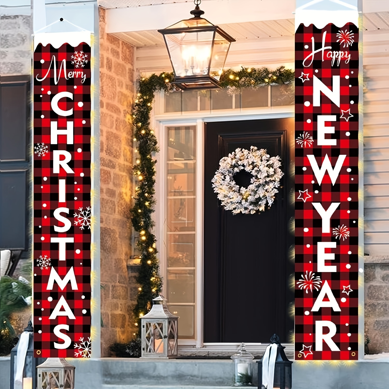 Merry Christmas Porch Sign Buffalo Check Plaid Christmas - Temu