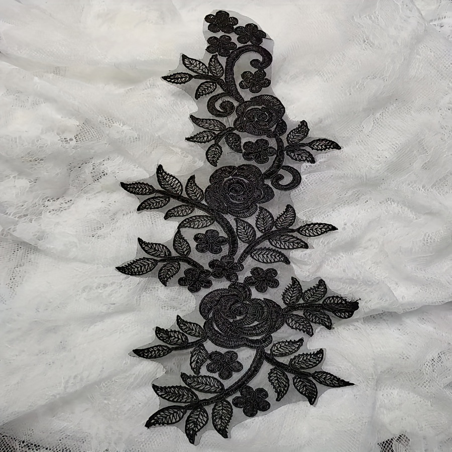 Embroidered Patch Lace Applique/Patch - Black - Trims By The Yard