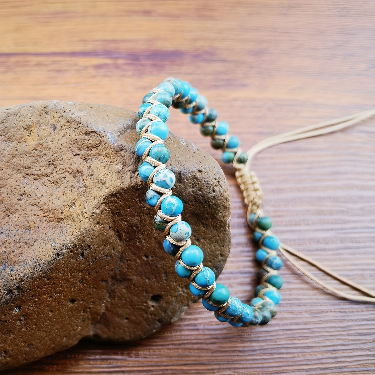 Handmade Yoga Bracelets Braided With Natural Stone - I'm Loving Yoga