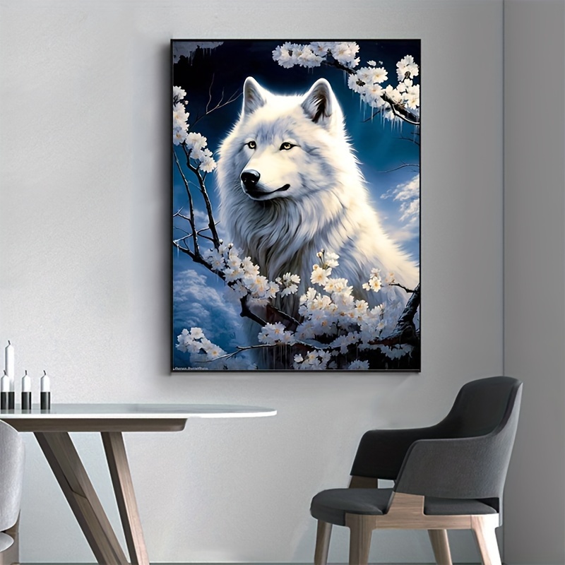 5d Diamond Painting Black And White Wolf And Dream Catcher Full Drill  Digital Kit Diy Rhinestones