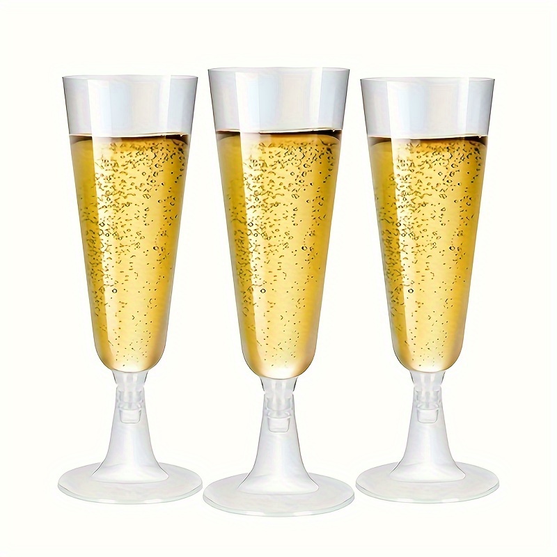 60 Argent Bordé Jetable Vin Verres Tasse Champagne Flûte Mariage