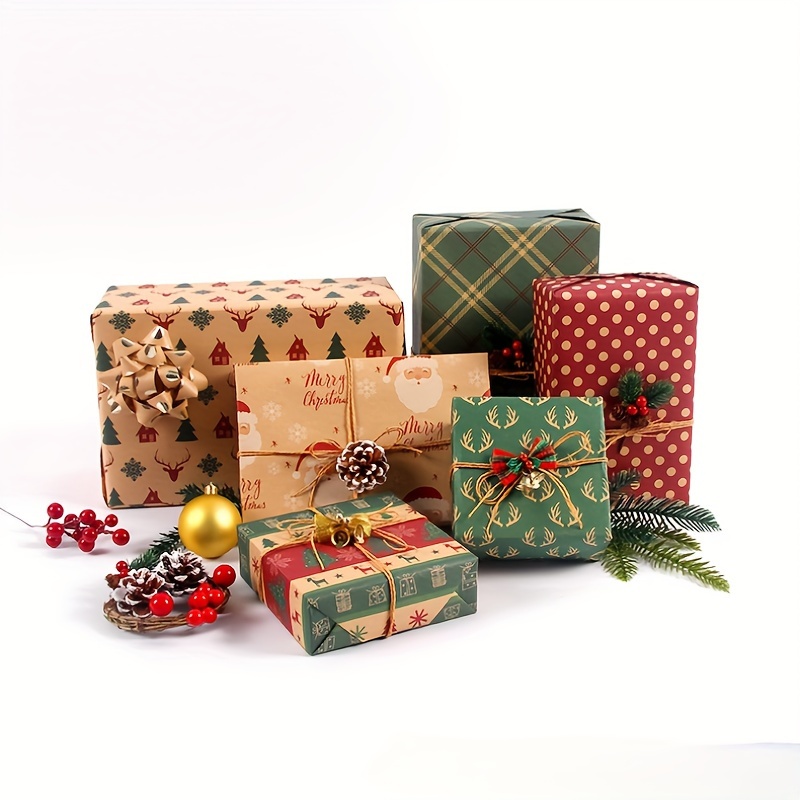 Christmas Wrapping Kraft Paper Christmas Gift Diy Wrapping - Temu