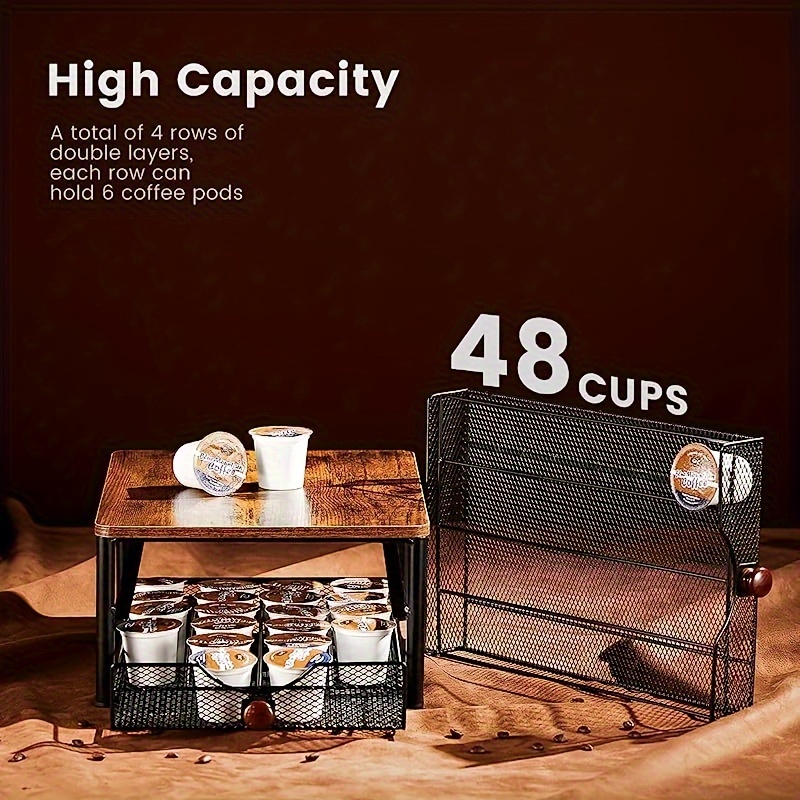 Bamboo K-Cup Coffee Pod Holder; Coffee Machine Stand; K Pod Storage 1 or 2  tiers