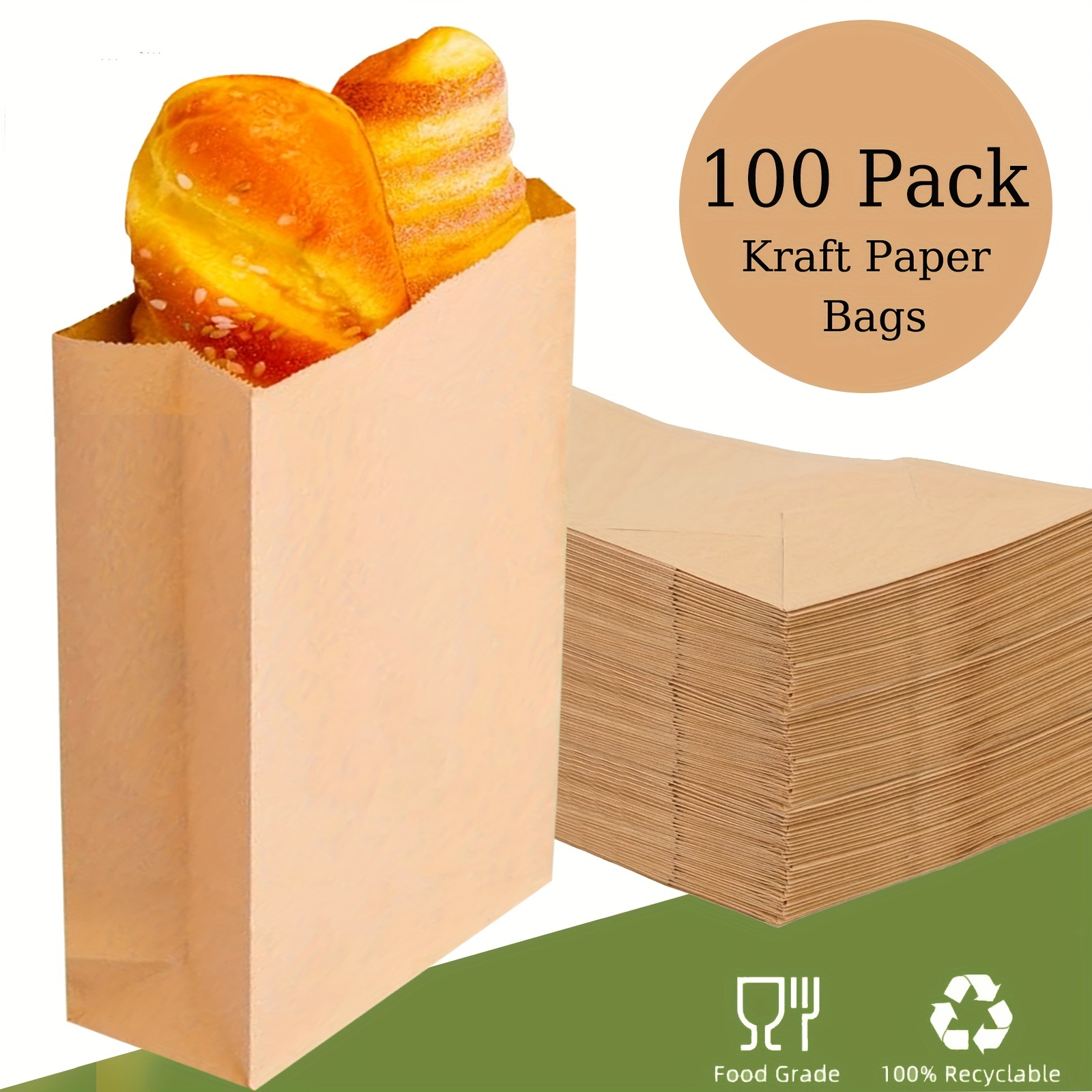 100 Brown Paper Bags, Kraft Paper Bag, Small Paper Gift Bag, Photo