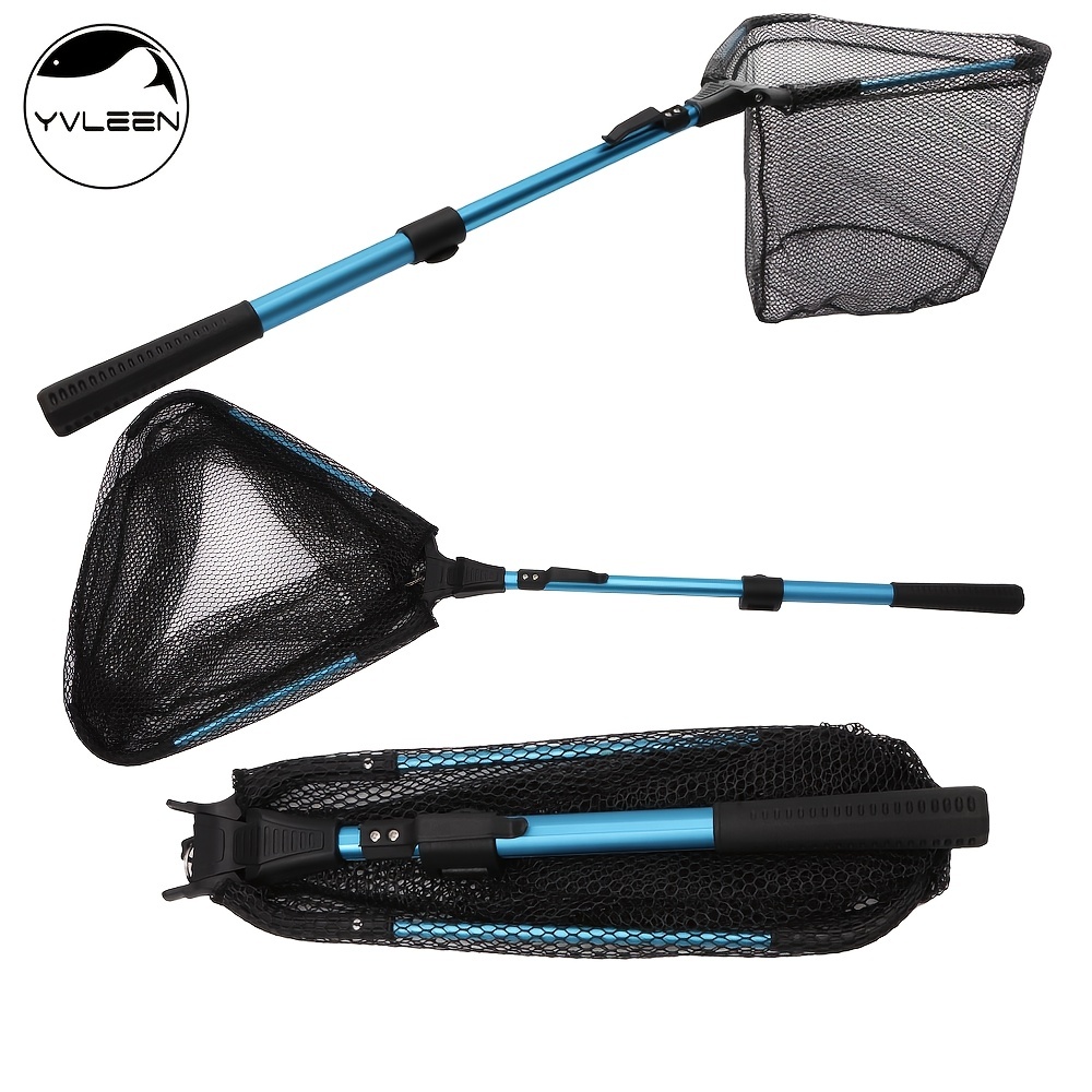 YVLEEN Folding Fishing Net - Robust Aluminum Telescopic Pole Handle, Nylon  Mesh, 16in Hoop Size - Ideal for Catching Fish and Easy Storage