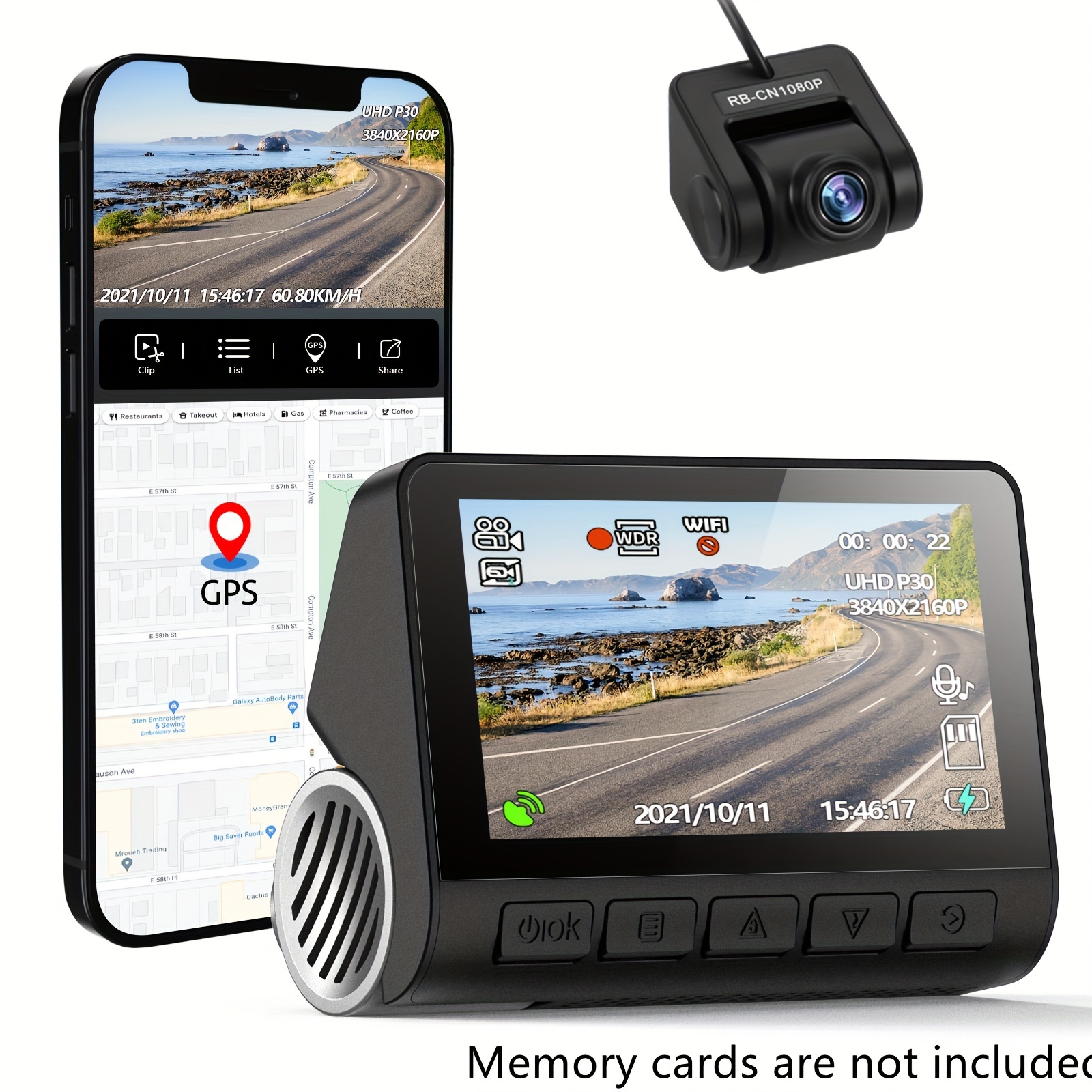 3 Lens Dash Camera Touch Ips Screen Car Video Recorder 1080p - Temu
