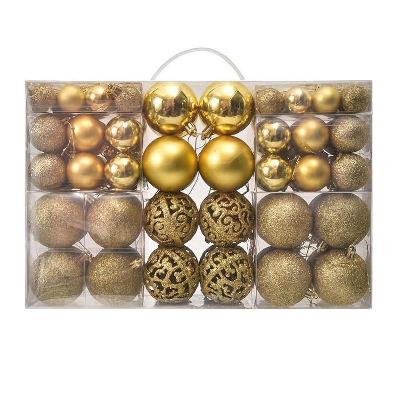 TEMU 100pcs Golden Christmas Balls Ornaments For Xmas Christmas Tree - Shatterproof Christmas Tree Decorations Hanging Bauble For Holiday Wedding Party Decor