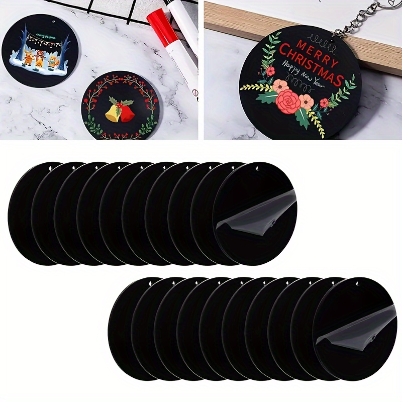 Round Acrylic Keychain Blanks Black Acrylic Ornament Blanks - Temu