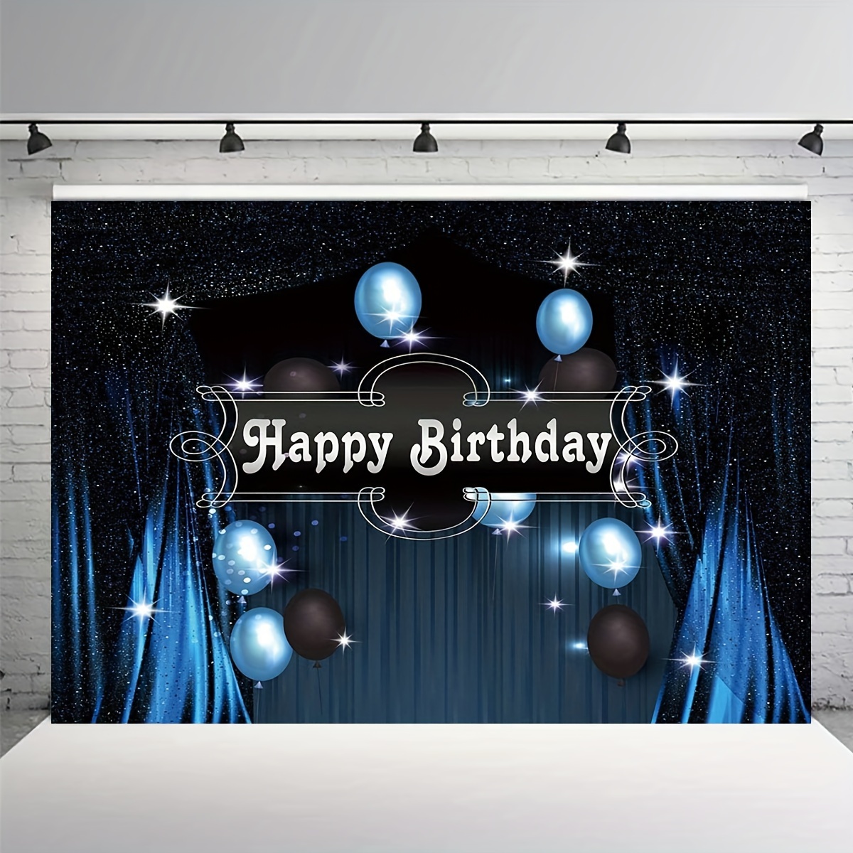 Happy Birthday Backdrop Blue Black Birthday 30th Photography