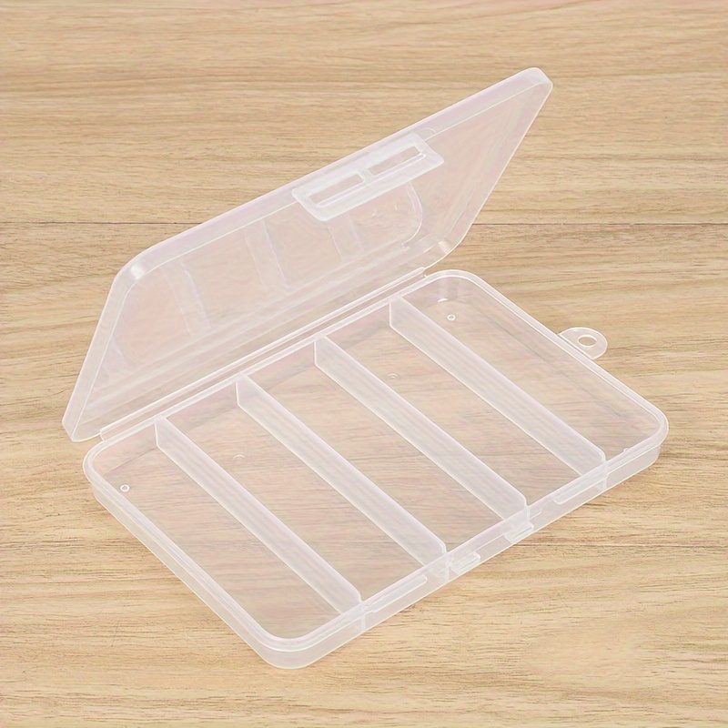 1pc Plastic 5-grid Fishing Tackle Lure Box, Transparent Fishing Accessories  Storage Case