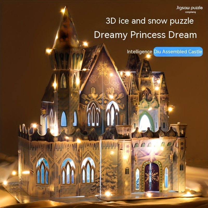 Puzzle Montessori en 3D, château de neige, bloc de construction