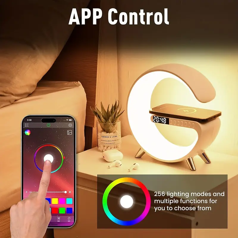 1 Wireless Charger Atmosphere Lamp With Wireless Speaker Led