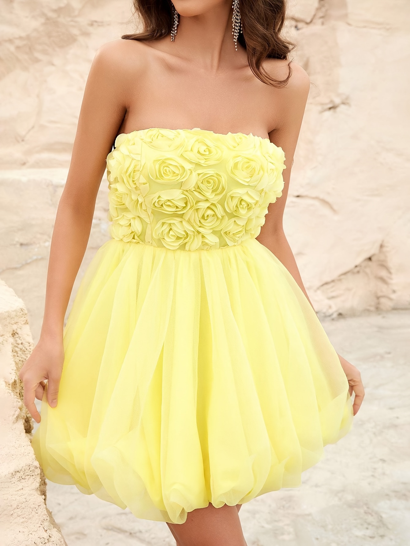 yellow cocktail dress tube