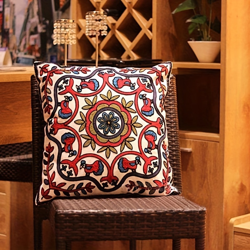 W Decor Decorative Throw Pillow Covers Embroidery Bohemian Design