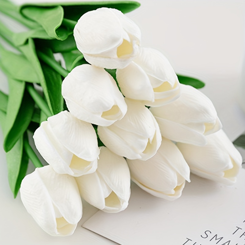 Artificial Flowers Premium Real Touch Tulips Bouquet - Temu